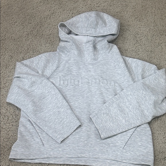 EUC AirWrap Hoodie Embossed Wordmark Size 10 Heather Core Ultra Light gray - Picture 5 of 7